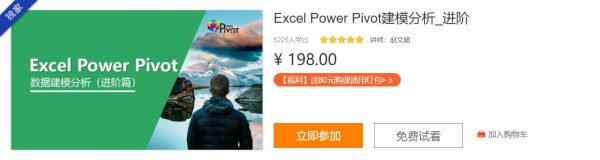 Excel Power Pivot建模分析进阶，Excel数据分析培训教程  (价值198元)